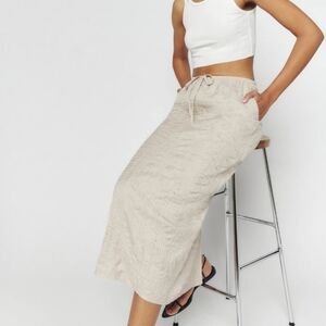 Reformation Winnie Skirt Small Beige Taupe Linen Maxi Midi